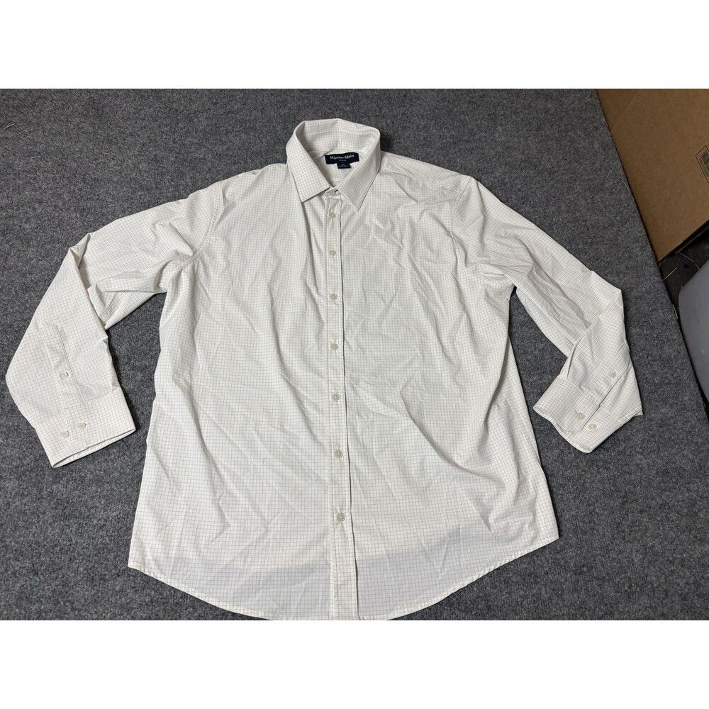 Mizzen+Main Dress Shirt Mens XL White Check Leeward Classic Stretch Woven LS